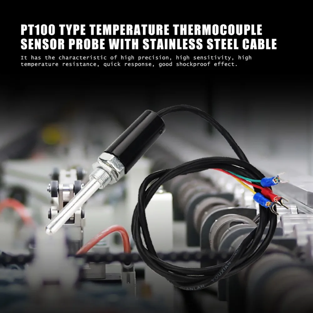 PT100 Тип-50-450 градусов M12* 1 Температура сенсорный датчик термопары с Нержавеющая сталь кабель Водонепроницаемый Температура Сенсор