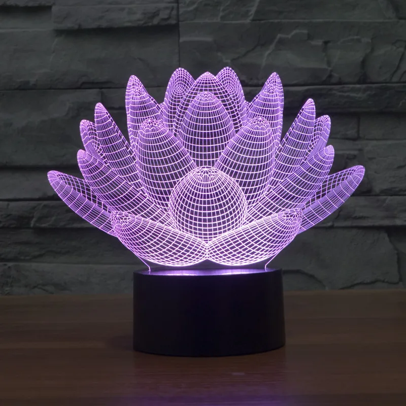 Acrylic Lotus Petal 3D Light USB Leds Table Lamp With Touch Sensor