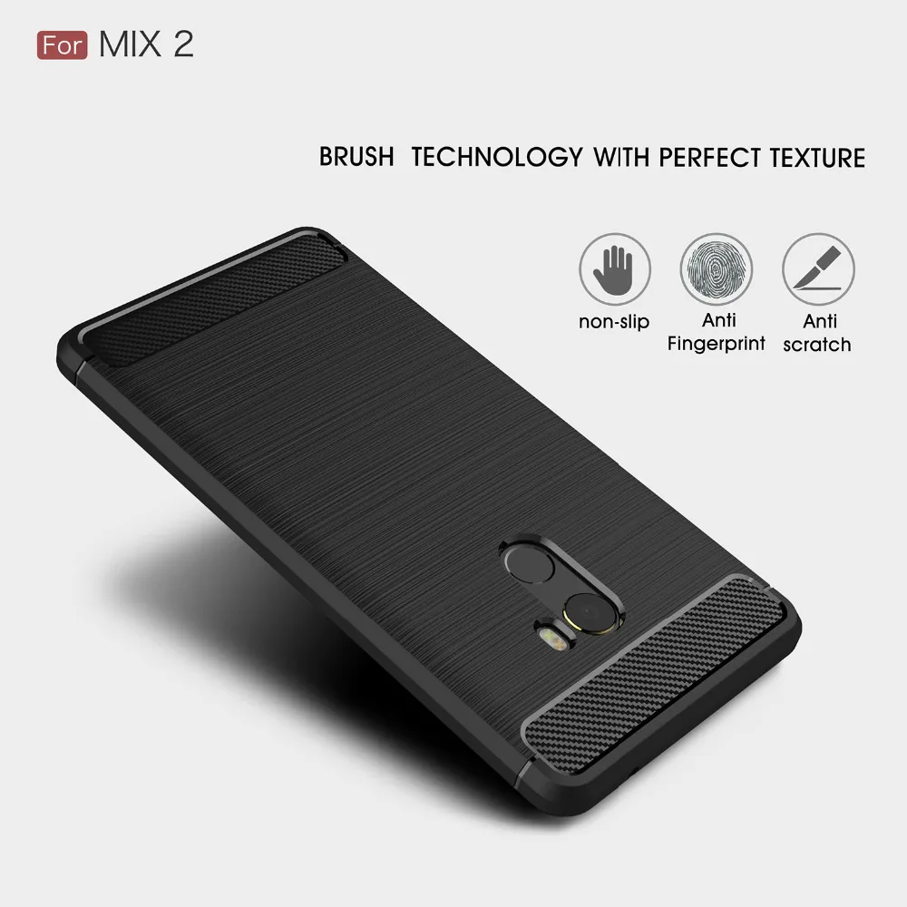 עבור Xiaomi Mi לערבב 2 מקרה סיליקון מקרה עבור Xiaomi Mi Mix2 מקרה כיסוי Fundas רך פחמן סיבי Brushe Coque etui Capinha Aksesuar