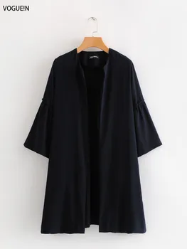 

VOGUEIN New Womens Solid Navy Flare Sleeve Cardigan Long Trench Coat Outwear Wholesale