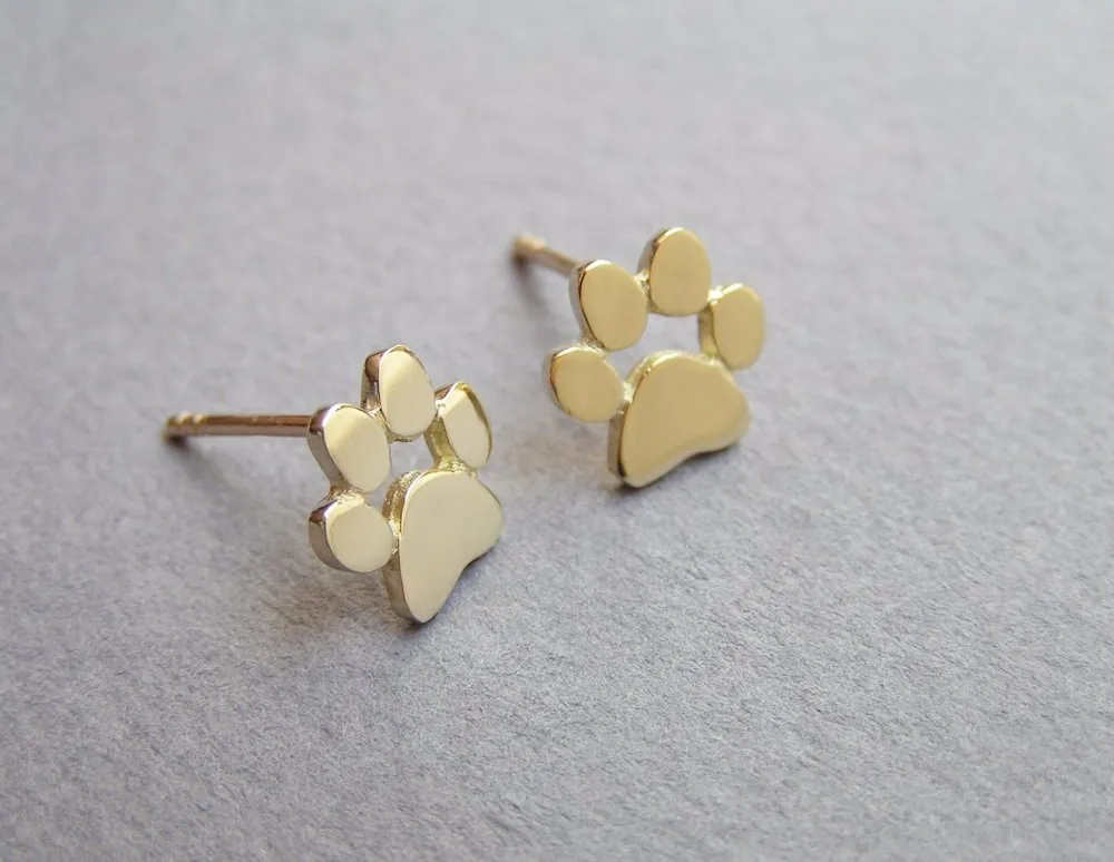 Cute Cat And Dog Paw Stud Earrings - Je11*