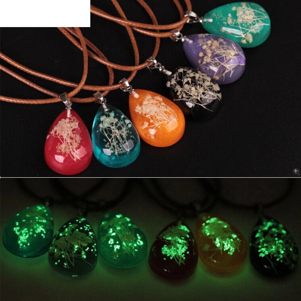 

OTOKY 1PC Hot Sale Women's Luminous Dried Flower Teardrop Pendant Necklace Charm Chain Jewelry Drop Shipping F26