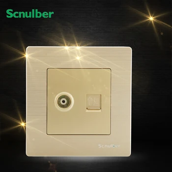 

metal cover luxury golden RJ45 8pin 8p adapter and TV wall switch socket