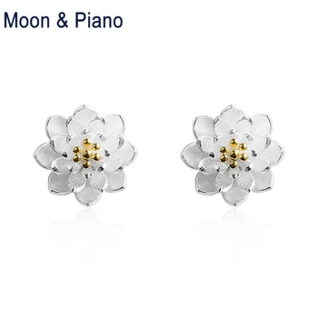 

925 Sterling Silver lotus Stud Earrings Lady Fine Jewelry For Woman Wedding Gift Cute Birthday Gift For Lady 2018 New