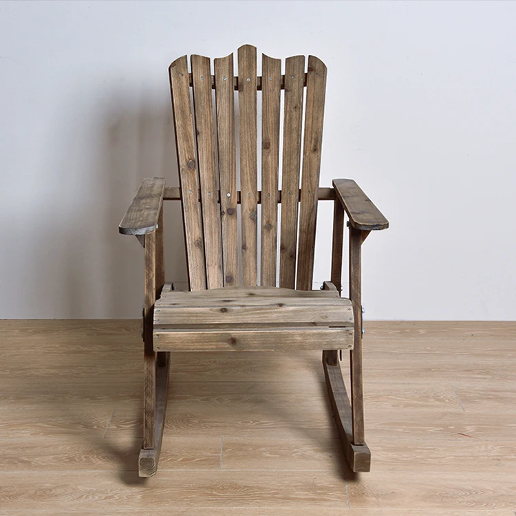 Outdoor Furniture Wooden Rocking Chair Rustic American Country Style Antique Vintage Adult Large Garden Rocker Armchair Rocker