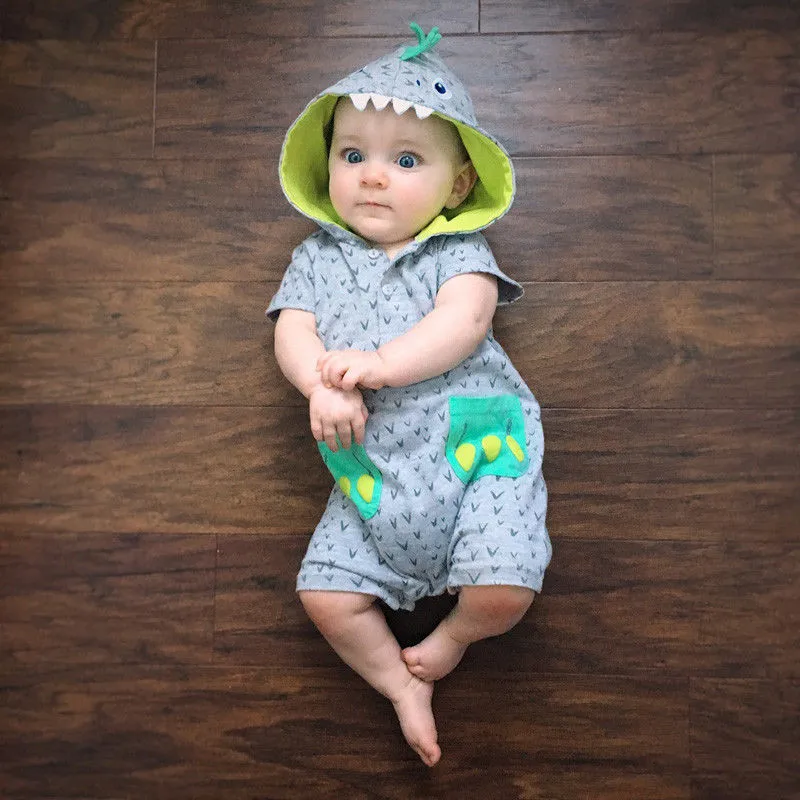 

Baby Clothing 2018 New Newborn jumpsuits Baby Boy Girl Romper Clothes Short Sleeve Infant Product Hooded Cute Monster Clothing