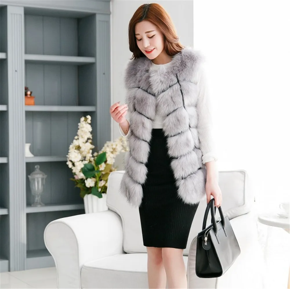 Plus size 4XL Fur Vest coat Luxury Faux Fox Warm Women Coat Vests Winter Fashion imitation furs Women's Coats Jacket Gilet Veste (5)
