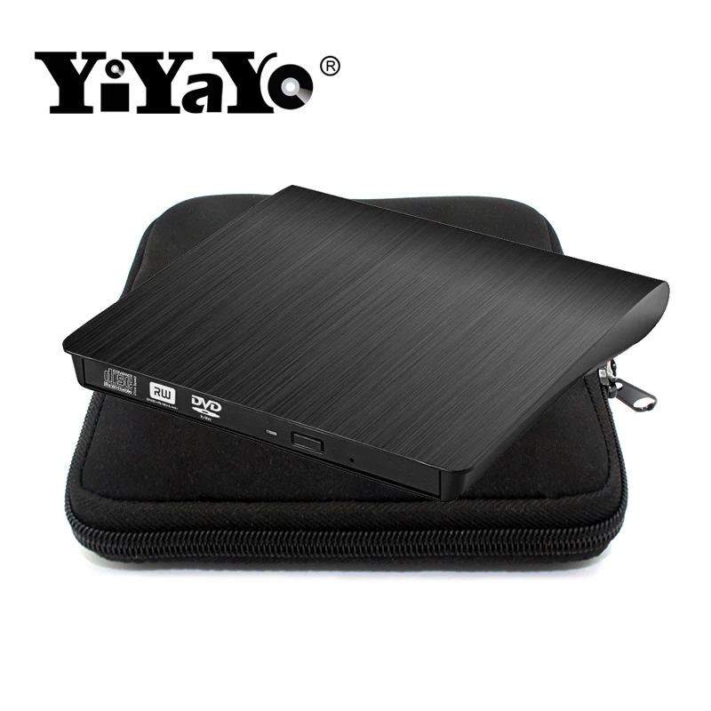 

YiYaYo External DVD-RW Optical Drive CD/DVD ROM USB 2.0 RW Burner Reader Recorder for Laptop Ultra Portable+Drive bag