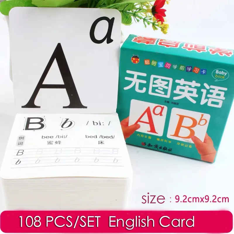 108 шт./компл. 26 Английский алфавит флэш-карт ABC abc обучения текстовая карта Монтессори детские игры, развивающие игрушки для детей