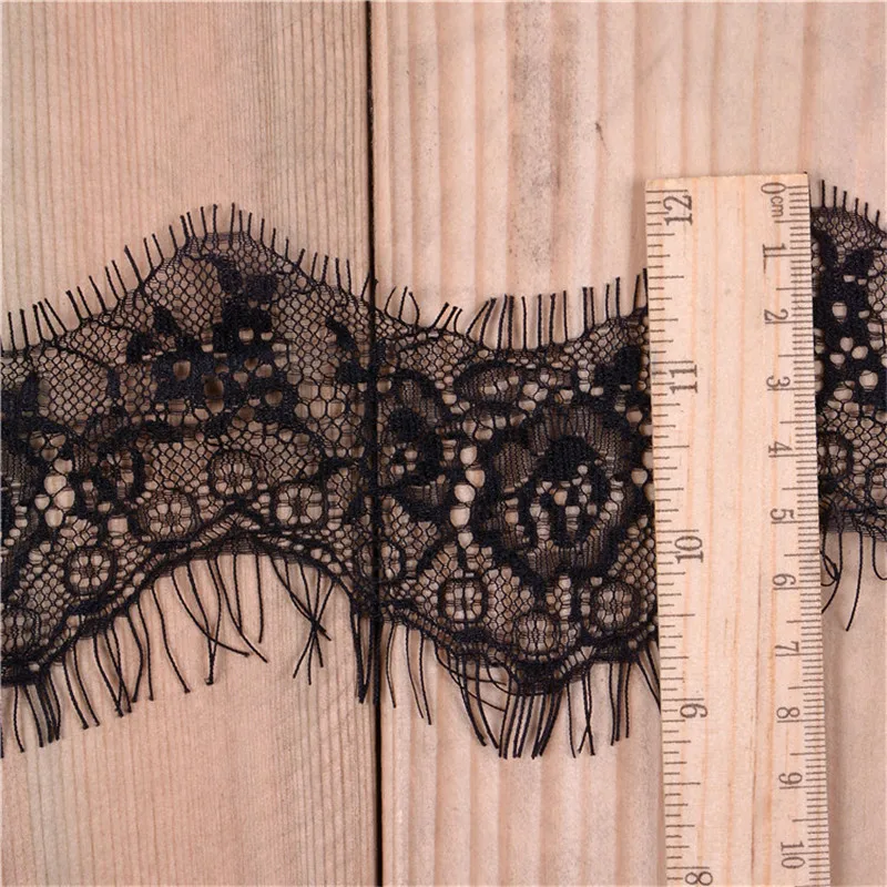 3Meters/lot 7cm width Inelastic Eyelash Lace Trim Fabric Flower DIY Crafts Wedding Dress Clothing Lngeire lace material | Дом и сад