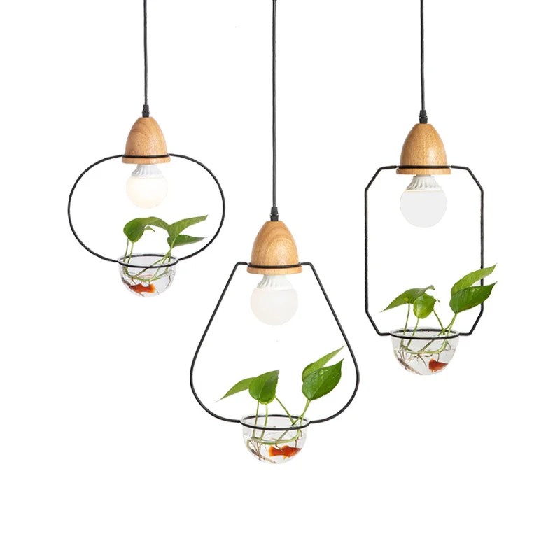 

Restaurant lamp creative Nordic modern minimalist bar with table personality three walnut green chandelier LL03151804