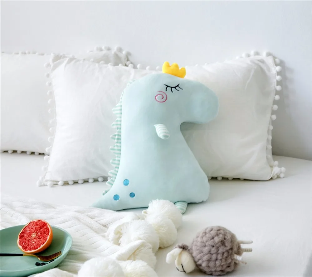 

50cm*40cm cute Crown Dinosaur Cocoa Pillow plush stuffed animal plush toys baby plush toys birthday gifts home furnishings