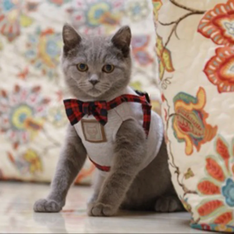 Doggyzstyl Cat Harness Vest Leash Bow Tie Traction Cloth Vests For