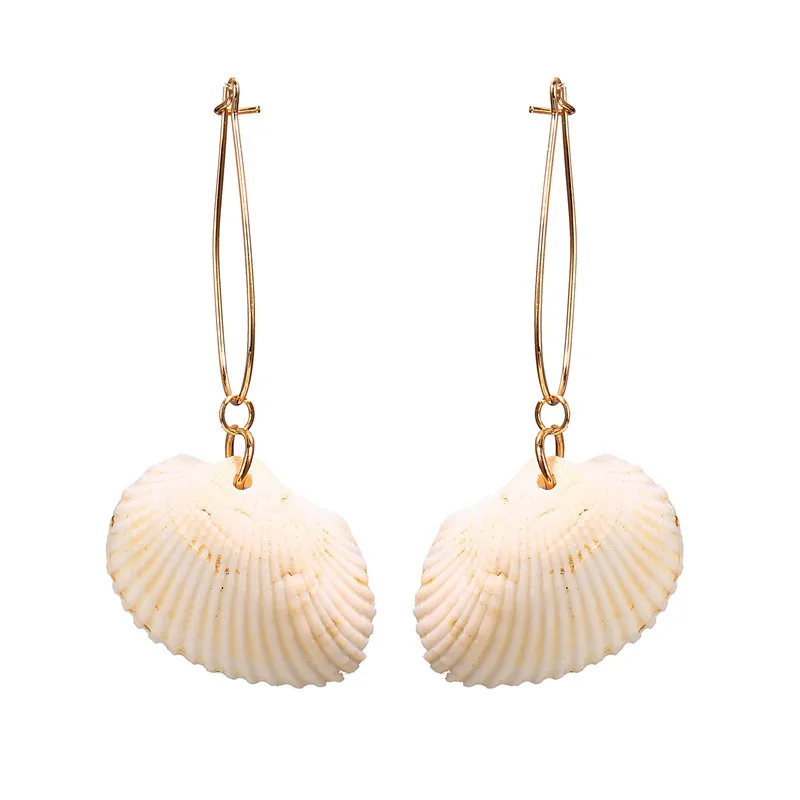 ZORCVENS New Fashion Creative Natural Shell Earrings for Women Boho Handmade Scallop Conch Drop Earrings Jewelry gifts - Окраска металла: 62655