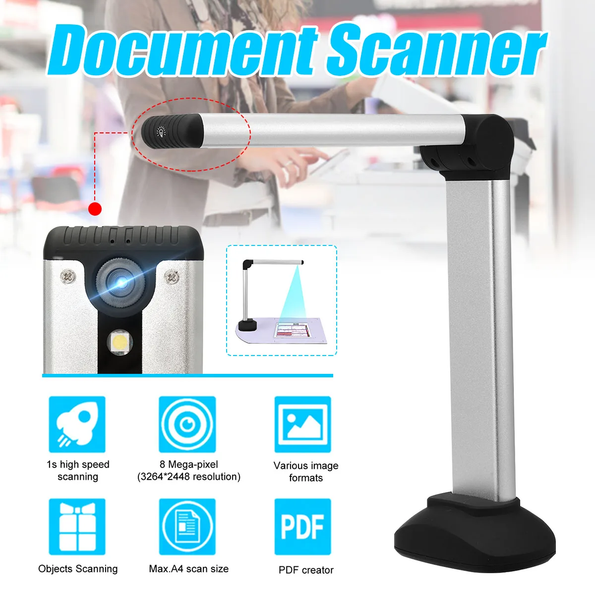 A4 كاميرا للمستندات الماسح الضوئي المحمولة عالية السرعة USB كتاب صورة مع 8.0MP كاميرا مكتبة مكتب المدرسة البنك HD عالية الوضوح A4 كاميرا للمستندات الماسح الضوئي المحمولة عالية السرعة USB كتاب صورة مع 8.0MP كاميرا مكتبة مكتب المدرسة البنك HD عالية الوضوح