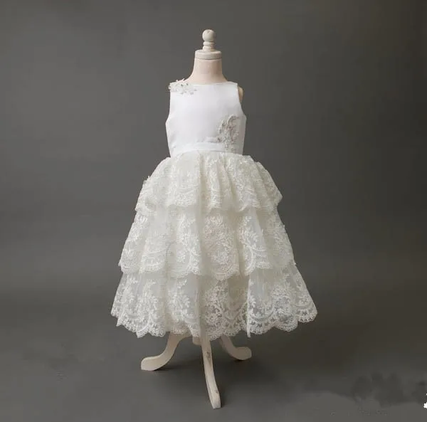 

ivory lace flower girl dresses for wedding frocks beautiful ankle length tiered ball gowns first communion dress any size