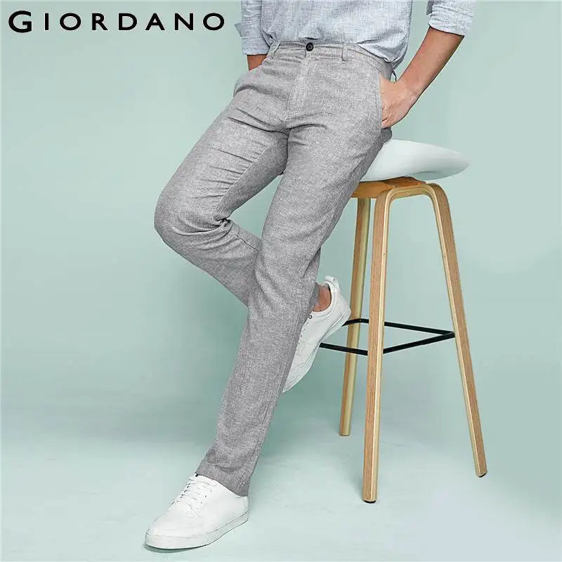 Giordano натуральные хлопчатобумажные брюки на средней талии выполнены из хлопка и льна имеют несколько цветовых решений