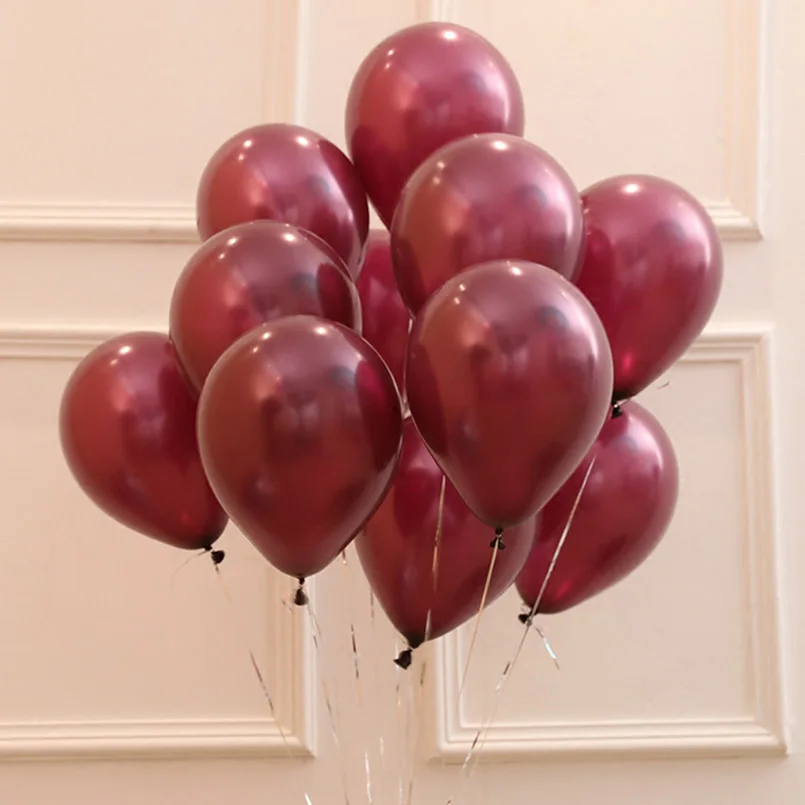 

10pcs/lot 12inch 3.2g Burgundy Latex balloons Red wine latex balloon circle balloon wedding birthday party supplies Balloons