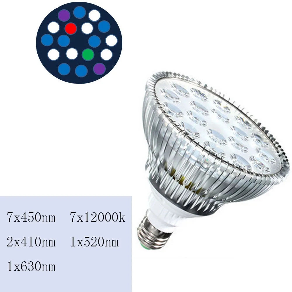 Двойной Объектив E27 Pa38 12 Синий 6 Белый LED Аквариум Свет лампы Морской Коралловых Рифов Аквариумных Рыб Бак для Пресной Воды Свет Лампы - Цвет: Bulb only