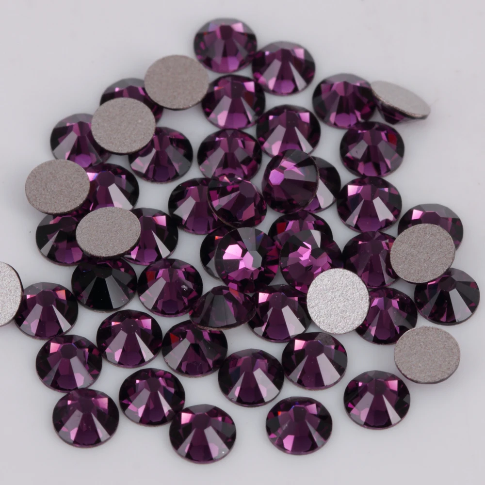 

Good Quality ss3-ss50 Amethyst Glue On Crystal Stones / Flat Back Non Hotfix Rhinestones