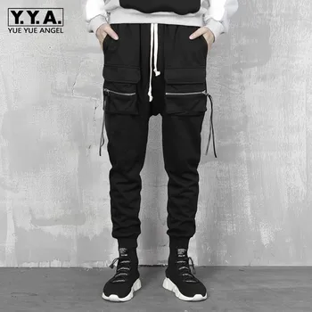 

19ss Men Sweatpants Gothic Loose Cotton Harem Pants Full Length Black Pants Drop Crotch Pockets Joggers Casual Streetwear Pants