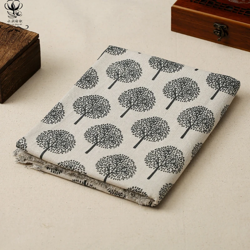 Download Lovely Tree Printed Cotton & Linen Fabric Tablecloth Rectangular Table Cover Edge Sewing ...