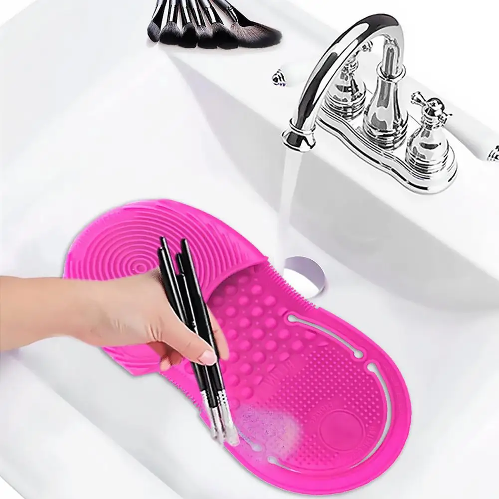 Multifunction MakeUp Brush Egg Silicone Cleaning Mat Pad Scrubber Board Cosmetic Brush Glove Washing Cleanser Make Up Tools