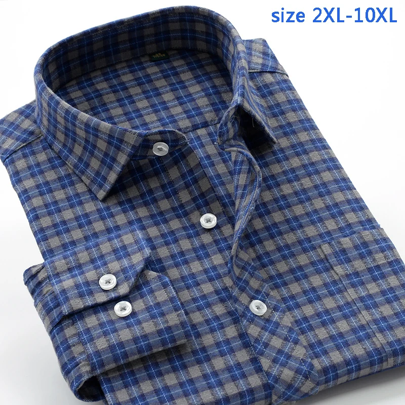 

new arrival Plaid fashion spring autumn high qulatiy men's super large obese 10XL long-sleeve shirt plus size XXL -7XL8XL9XL10XL