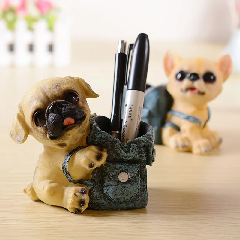 Happy Puppy Dog Ручки держатели детские игрушки изделия из смолы карандаш ваза фигурка для студентов подарок украшение дома аксессуары поставки