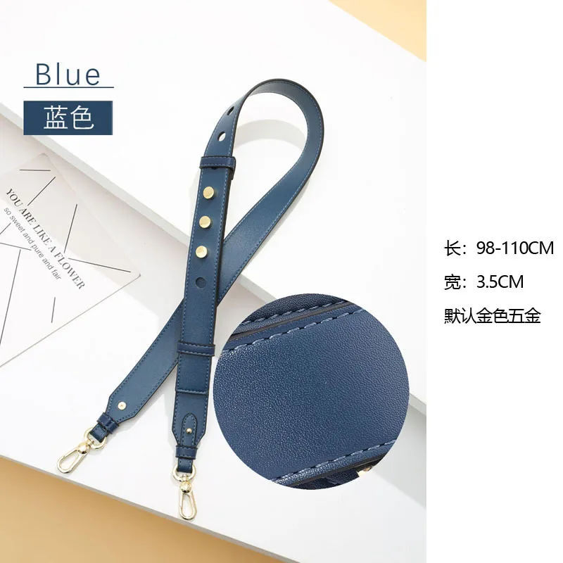Натуральная кожа, широкая сумка на плечо, ремень, регулируемая длина 90 см-110 см, модная роскошная женская сумка, ручки, ремни, аксессуары KZ151370 - Цвет: Blue