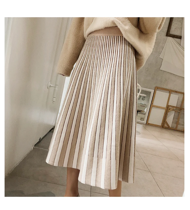 Mishow Трикотажная юбка женская в полоску стильная длиная юбка MX18D1868