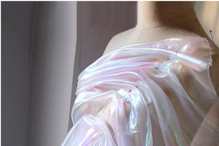 Дизайнерская ткань 140x90 см/шт, лазерный волшебный цвет, пряжа Eugen, цветное платье, свадебная марля, градиент, перспективная ткань