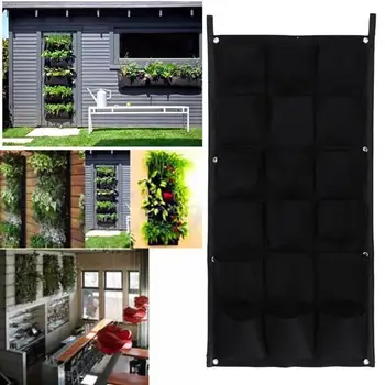 

18 Pocket Flower Pots Planter On Wall Hanging Vertical Felt Gardening Plant Decor Green Field Grow Container Bags Outdoor