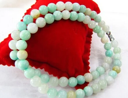 

1550 Natural Green Jade/Jadeite Lucky Beads Necklace