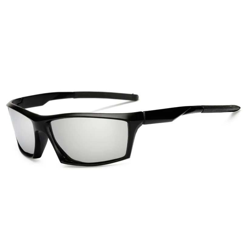 Glitztxunk поляризационные солнцезащитные очки мужские квадратные винтажные спортивные солнцезащитные очки для мужчин UV400 черные очки для вождения - Цвет линз: Серебристый