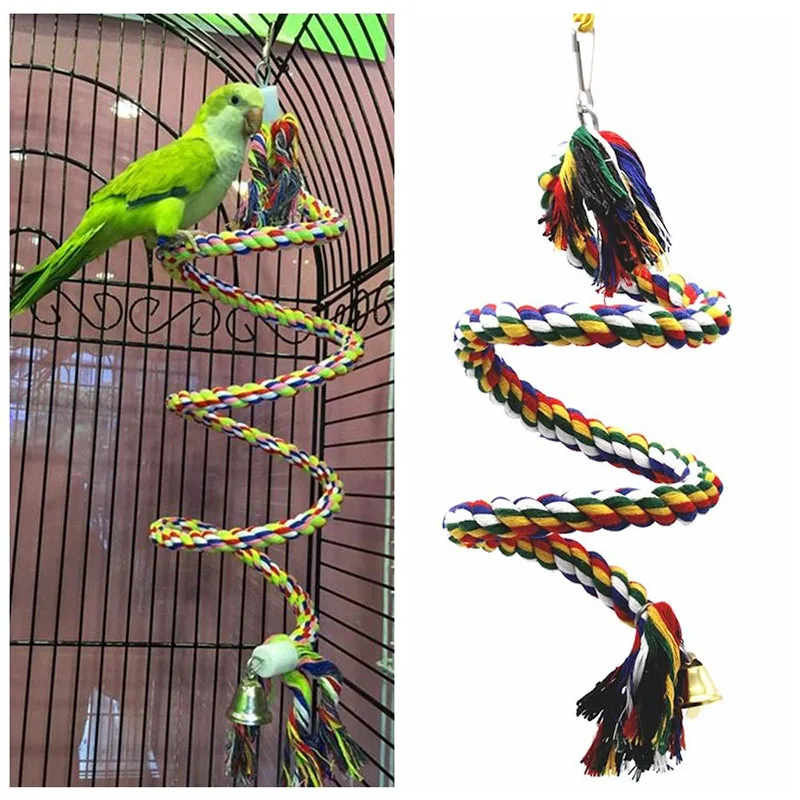 

Parrot Bird Toys Rope Braided Pet Parrot Chew Rope Budgie Perch Coil Cage Cockatiel Toy Pet Birds Training Accessories