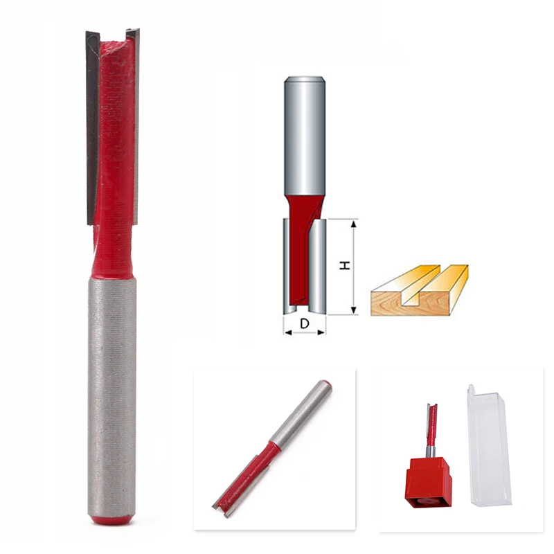 

1/4" Shank 1/4" Blade Woodworking Double Flutes Straight Router Bit Cutter