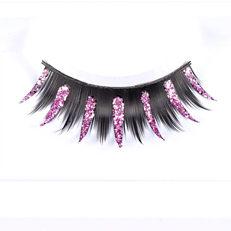 2 pairs pink shining Strip Eyelashes, nice brilliant pretty party false