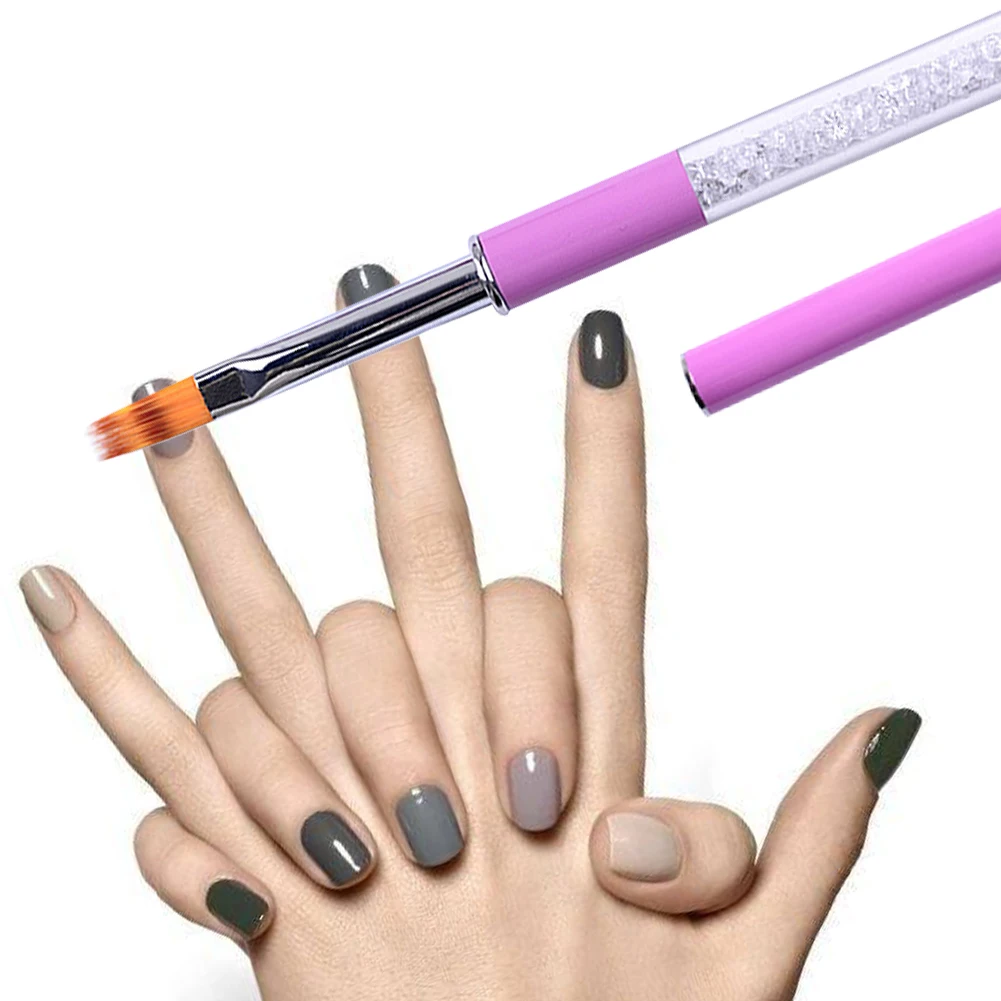 

Purple Sawtooth Shape Nail Brush Painting Art Rhinestone Handle Manicure Tools Home Use Professional UV Gel Non-deformation