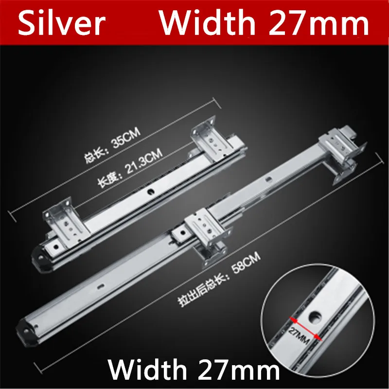 

2 pairs Width 27mm L 35cm 14" Ball Bearing Drawer Slide For Keyboard Pull out Tray Adjustable Hanging Suspension Track