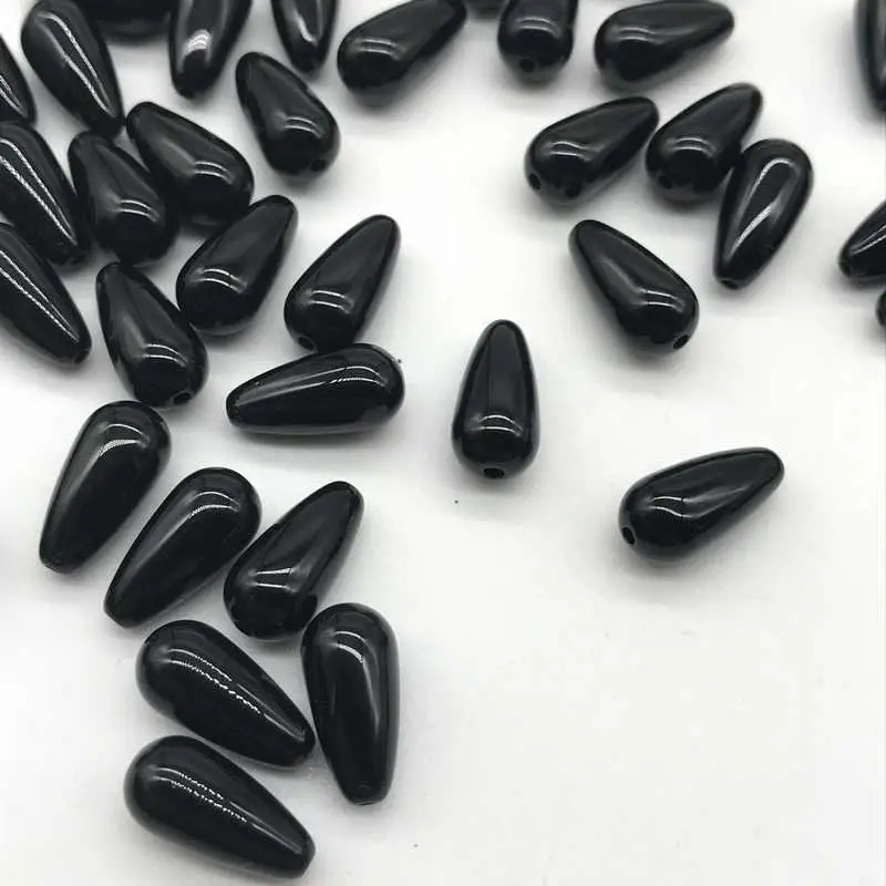 

DIY Cheap 50pcs Beads Wild Hole Drop Shape Black White Bead Accessories for Necklace Making Acrylic Straight Jewelry Bracele