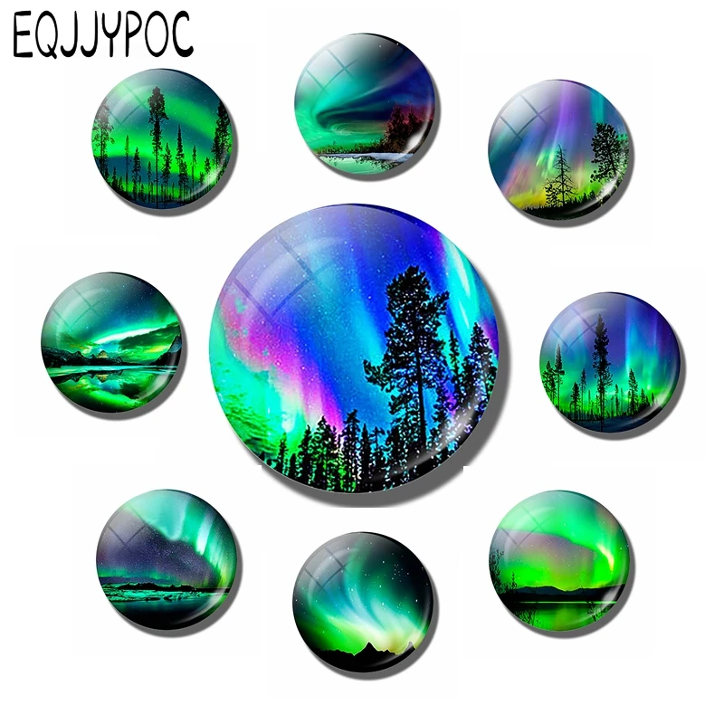 Northern Lights 30 Mm Fridge Magnet Aurora Polaris Glass Dome Magnetic Refrigerator Sticker Beautiful Natural Scenery Home Decor Aliexpress