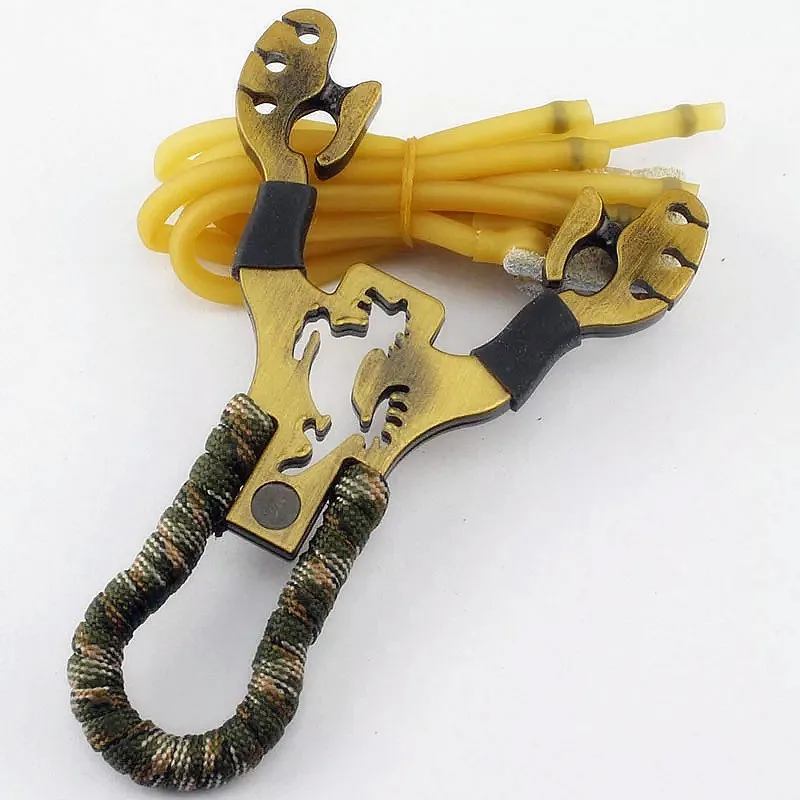 alloy Hunting Bow Hunting Slingshot Rubber Bands Folding Wrist Slingshot Outdoor Powerful Tools
