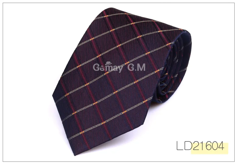 Новинка, шелковые галстуки для мужчин, модные классические жаккардовые полосатые галстуки для мужчин, красный, синий морской галстук для подарка, вечерние галстуки в полоску - Цвет: LD21604