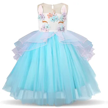 

Fancy Kids Unicorn Dress for Girls Embroidery Flower Ball Gown Baby Girl Princess Dresses for Party Costumes vestido unicornio