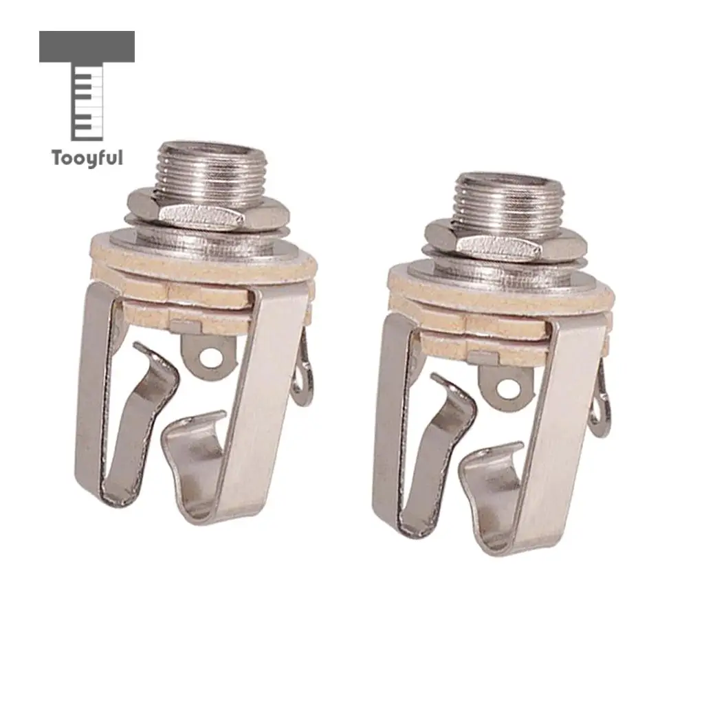 Tooyful 2pcs Brass 1/4' Stereo Output Jack Socket Plate for Guitar Bass Active Pickup Parts