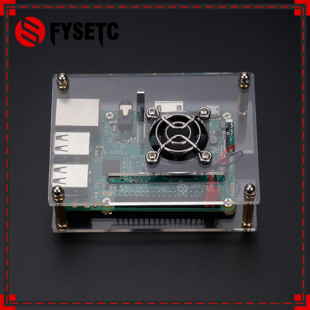 Raspberry Pi 3 Model B + прозрачный акриловый корпус 1 слойный охлаждающий вентилятор