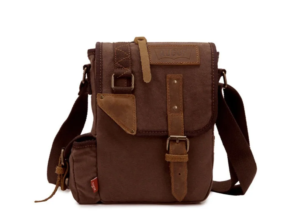 Men's Fashion Canvas Leather Small Briefcases Office Handbag Shoulder