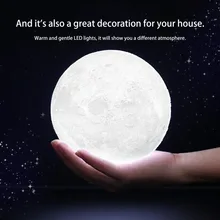 3D Magical Moon LED Night Light Moonlight Desk Lamp USB Rechargeable 3 Light Colors Stepless for