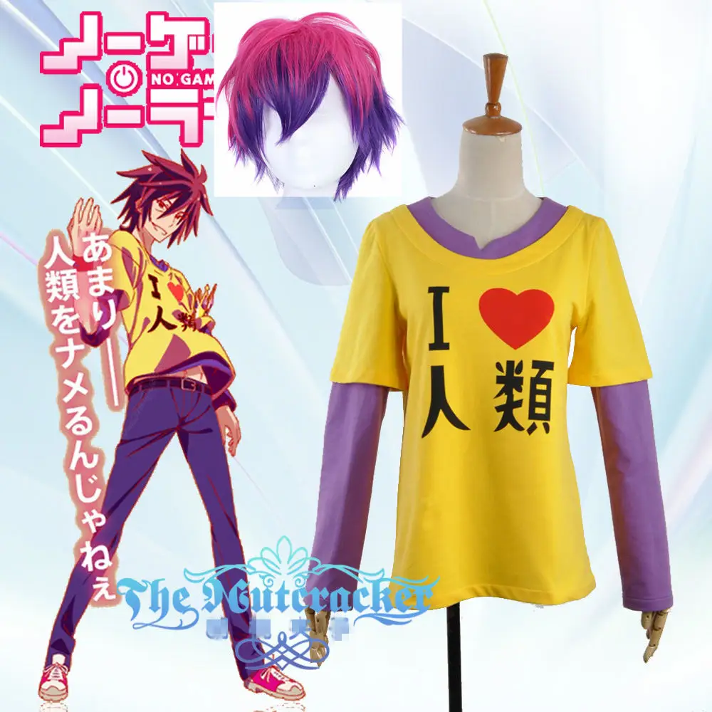 

No Game No Life Shiro Cosplay Costume Yelloween Printed Shiro T Shirt with Wig Asian Size (S-XXL ) No Regular Size